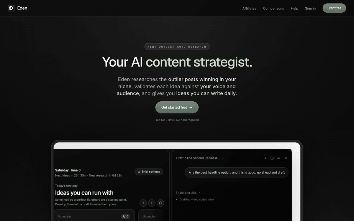 Eden homepage, your AI content strategist